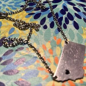Necklace Love, Indiana, metal necklace, choker, silvertone , lobster claw
